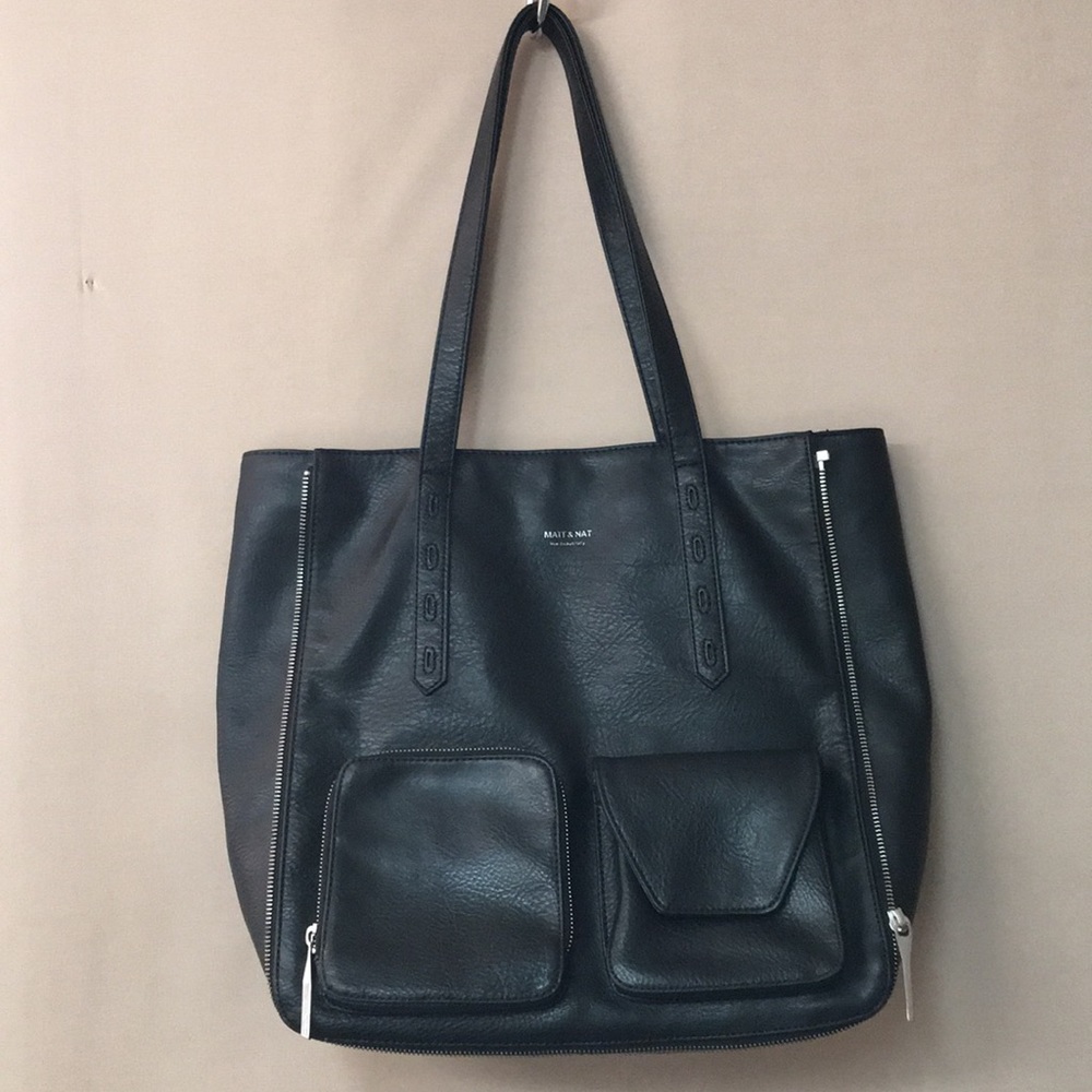 Matt & Nat Black Expandable Vegan Leather Tote Bag